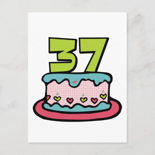 Postal Pastel de cumpleaños de 37 años 