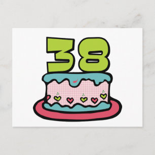 Postal Pastel de cumpleaños de 38 años