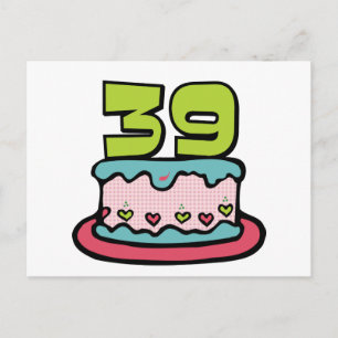 Postal Pastel de cumpleaños de 39 años