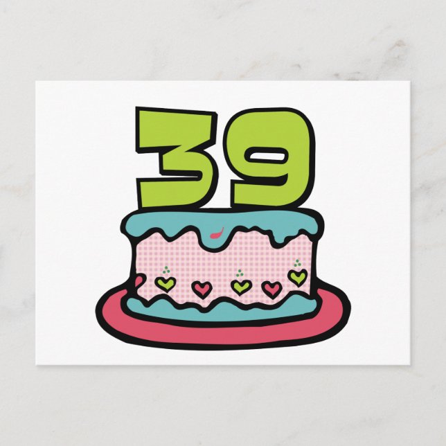 Postal Pastel de cumpleaños de 39 años (Anverso)