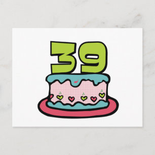 Postal Pastel de cumpleaños de 39 años