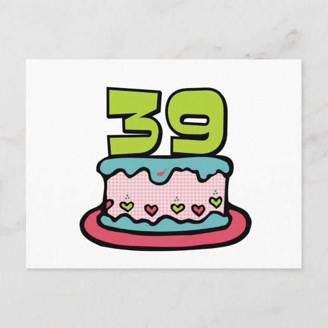 Postal Pastel de cumpleaños de 39 años (Anverso)