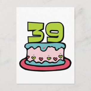 Postal Pastel de cumpleaños de 39 años