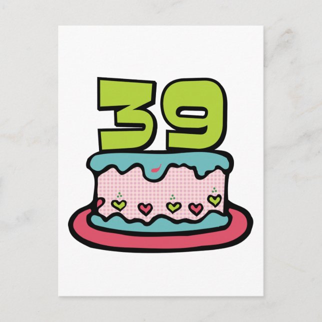 Postal Pastel de cumpleaños de 39 años (Anverso)