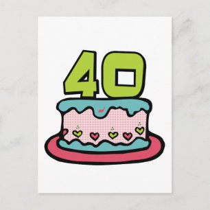 Postal Pastel de cumpleaños de 40 años
