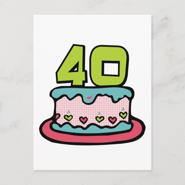 Postal Pastel de cumpleaños de 40 años (Anverso)