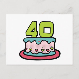 Postal Pastel de cumpleaños de 40 años