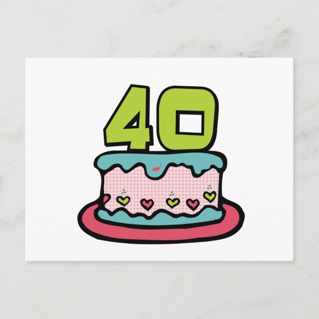 Postal Pastel de cumpleaños de 40 años (Anverso)