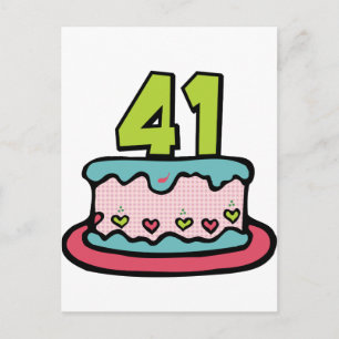 Postal Pastel de cumpleaños de 41 años