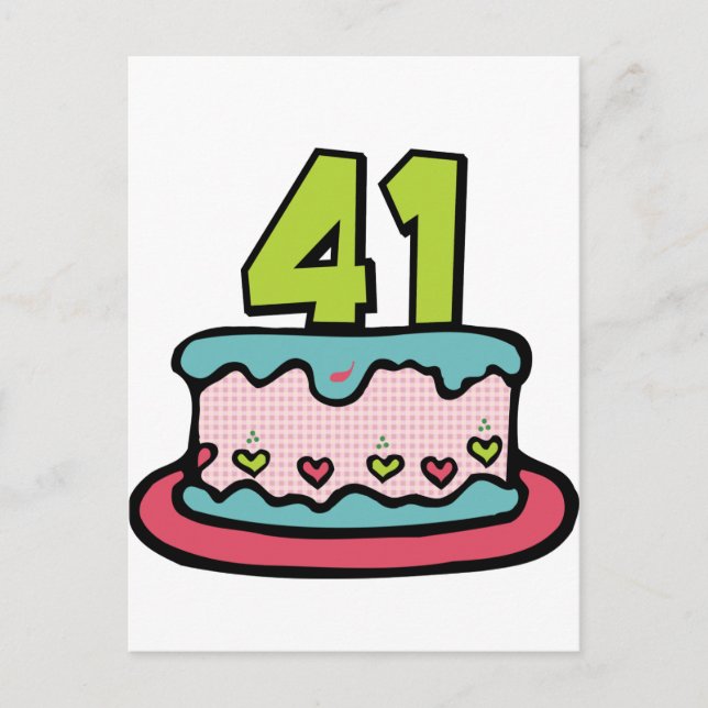 Postal Pastel de cumpleaños de 41 años (Anverso)