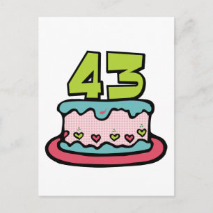 Postal Pastel de cumpleaños de 43 años