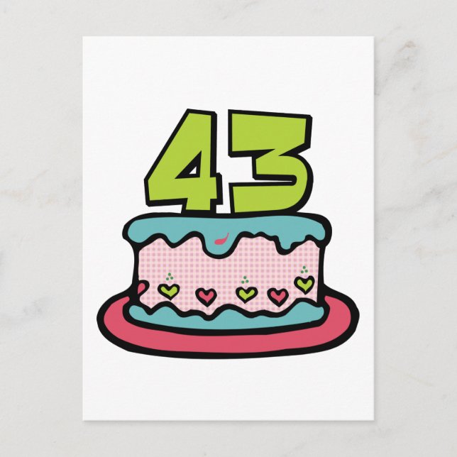 Postal Pastel de cumpleaños de 43 años (Anverso)