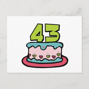 Postal Pastel de cumpleaños de 43 años
