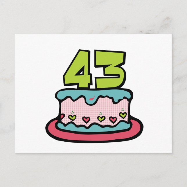 Postal Pastel de cumpleaños de 43 años (Anverso)