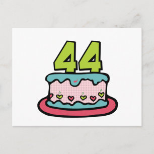Postal Pastel de cumpleaños de 44 años