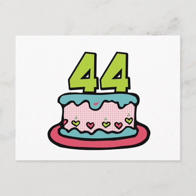 Postal Pastel de cumpleaños de 44 años (Anverso)