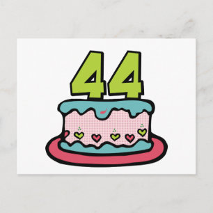 Postal Pastel de cumpleaños de 44 años