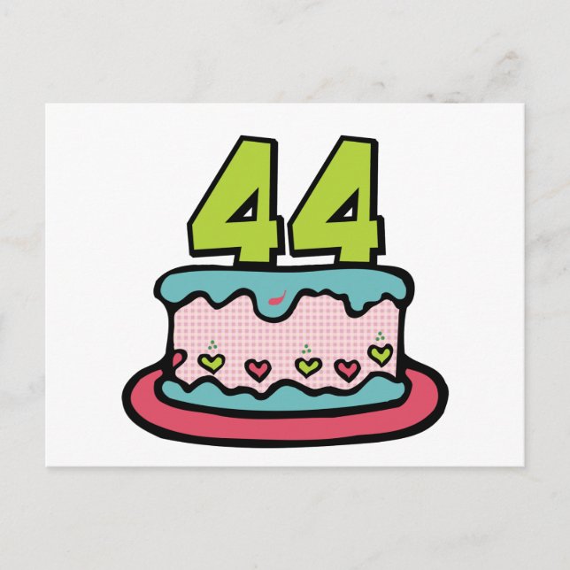 Postal Pastel de cumpleaños de 44 años (Anverso)