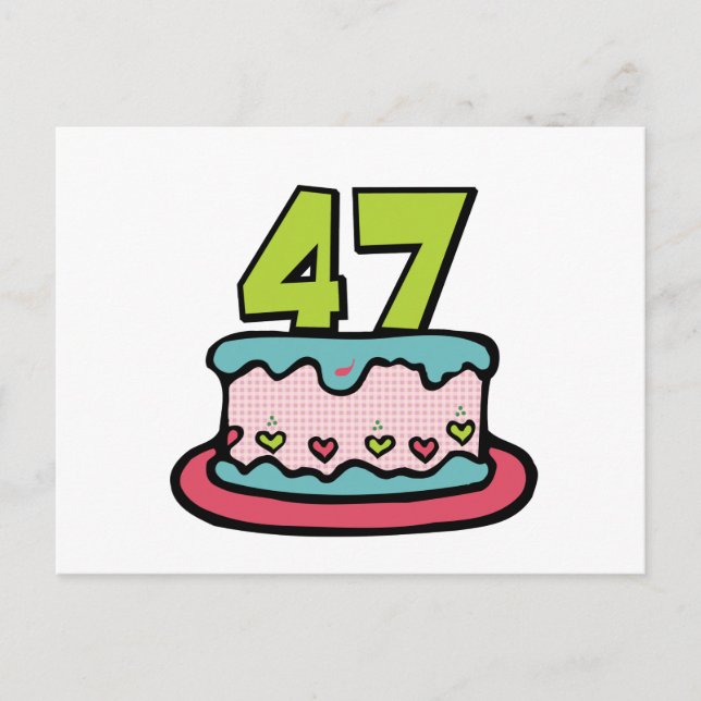 Postal Pastel de cumpleaños de 47 años (Anverso)