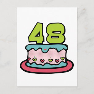 Postal Pastel de cumpleaños de 48 años