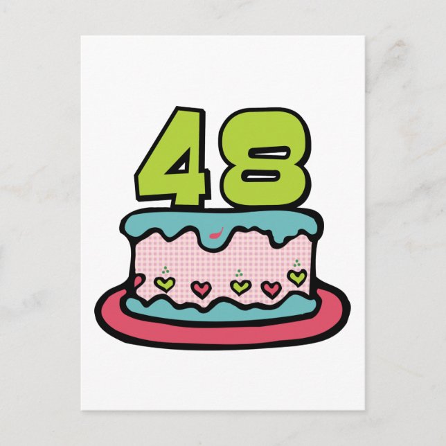 Postal Pastel de cumpleaños de 48 años (Anverso)