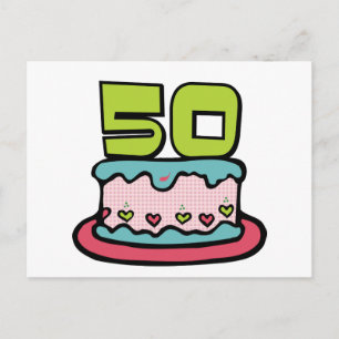 Postal Pastel de cumpleaños de 50 años