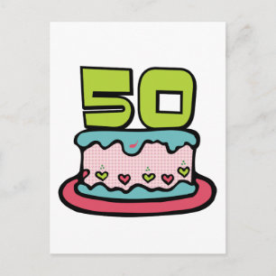 Postal Pastel de cumpleaños de 50 años