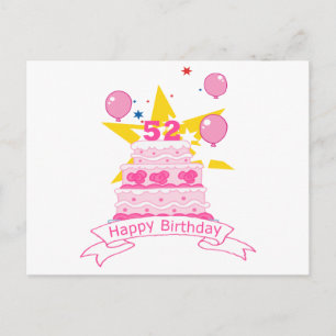 Postal Pastel de cumpleaños de 52 años