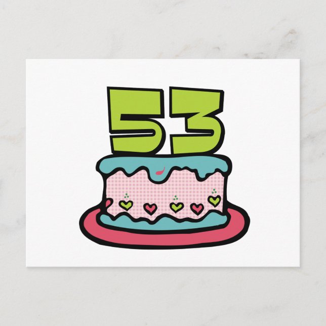 Postal Pastel de cumpleaños de 53 años (Anverso)