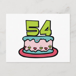 Postal Pastel de cumpleaños de 54 años
