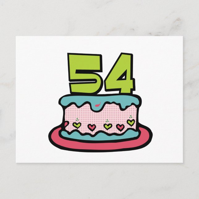 Postal Pastel de cumpleaños de 54 años (Anverso)