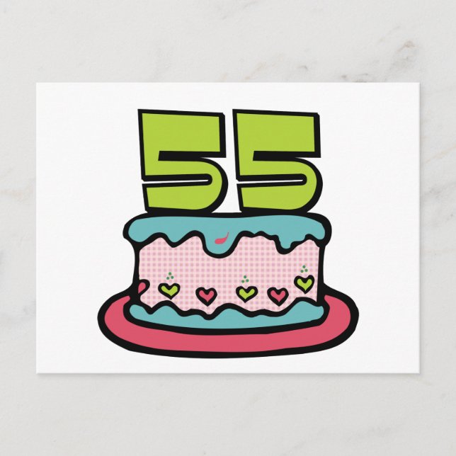 Postal Pastel de cumpleaños de 55 años (Anverso)