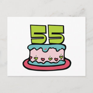 Postal Pastel de cumpleaños de 55 años