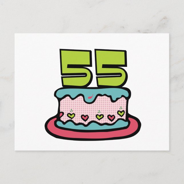 Postal Pastel de cumpleaños de 55 años (Anverso)