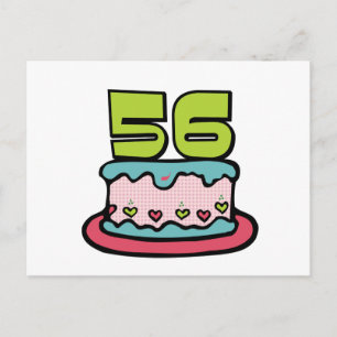 Postal Pastel de cumpleaños de 56 años