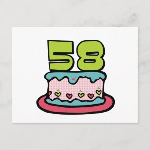 Postal Pastel de cumpleaños de 58 años