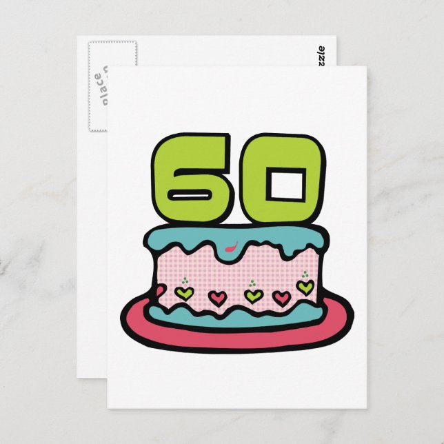 Postal Pastel de cumpleaños de 60 años 