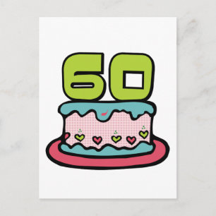 Postal Pastel de cumpleaños de 60 años