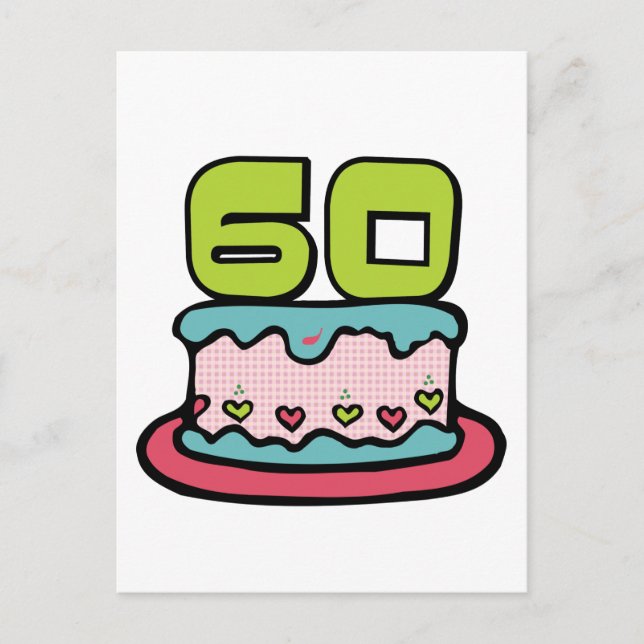 Postal Pastel de cumpleaños de 60 años (Anverso)
