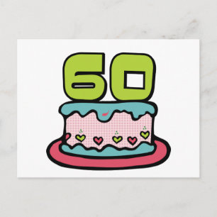 Postal Pastel de cumpleaños de 60 años