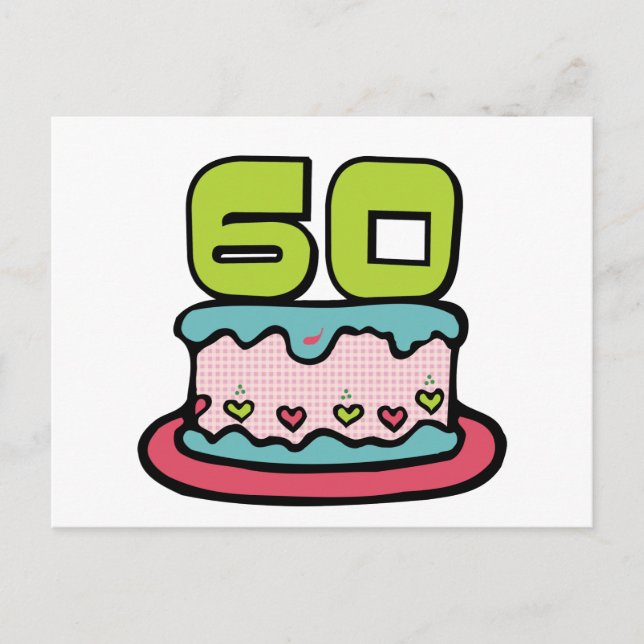 Postal Pastel de cumpleaños de 60 años (Anverso)