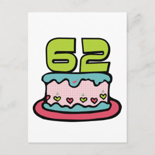 Postal Pastel de cumpleaños de 62 años