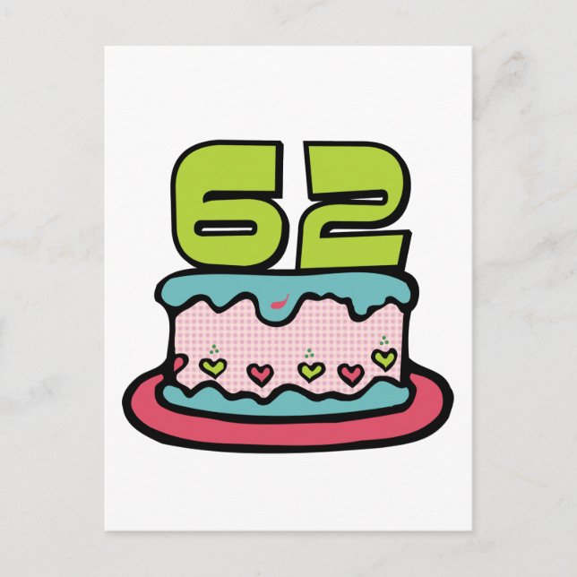 Postal Pastel de cumpleaños de 62 años (Anverso)