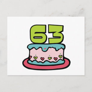 Postal Pastel de cumpleaños de 63 años