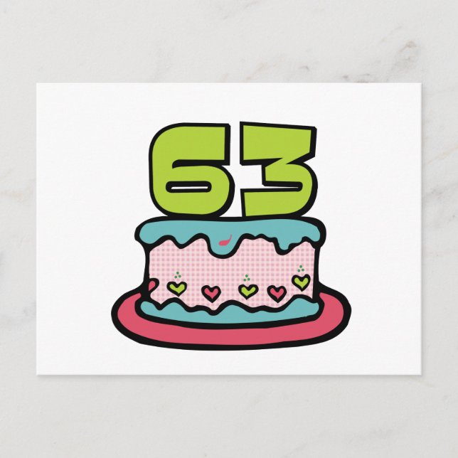 Postal Pastel de cumpleaños de 63 años (Anverso)