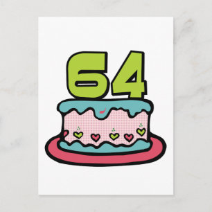 Postal Pastel de cumpleaños de 64 años