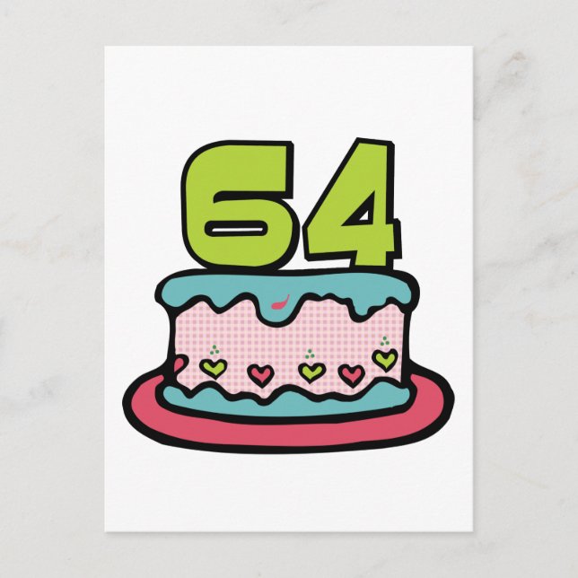 Postal Pastel de cumpleaños de 64 años (Anverso)