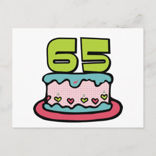 Postal Pastel de cumpleaños de 65 años
