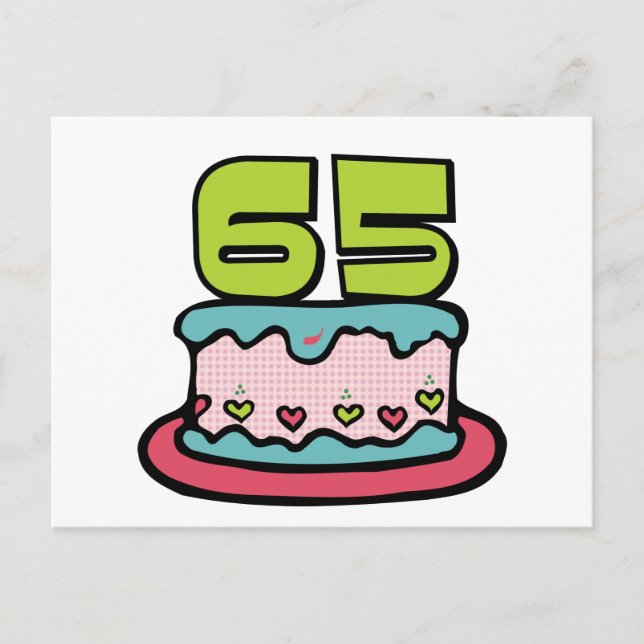 Postal Pastel de cumpleaños de 65 años (Anverso)