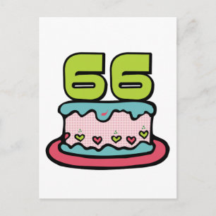 Postal Pastel de cumpleaños de 66 años